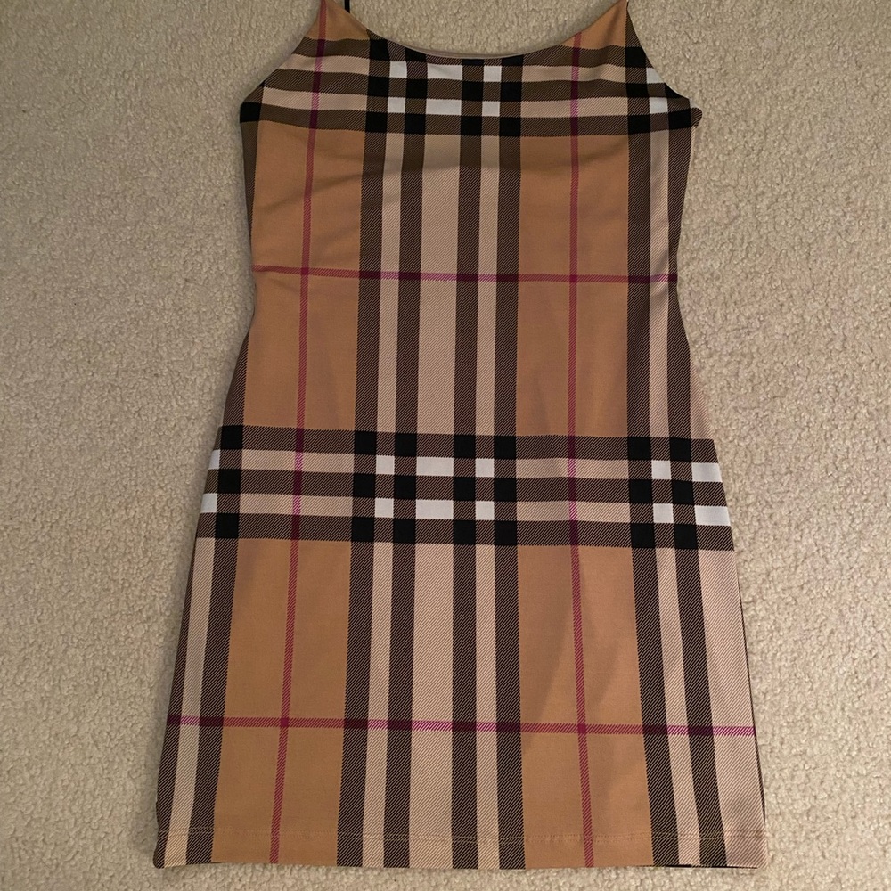 Fitted Burberry knock off strappy dress